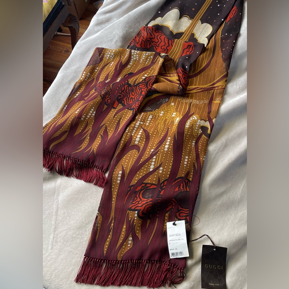 Gucci 8’ X 70’ with fringe scarf: NEW